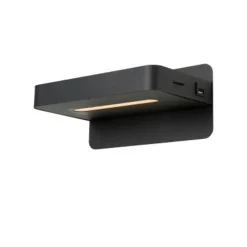 Lucide ATKIN - Bedlamp - LED - 1x5W 2700K - Met USB oplaadpunt - Zwart Clearance