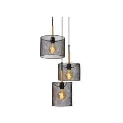 Lucide BASKETT Hanglamp 3xE27/40W Zwart/Hout Sale