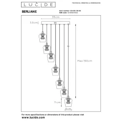 Lucide BERLIANE - Hanglamp - Ø 39 cm - LED Dimb. - 7x4W 2700K - Met vervangbare LED-module - Transparant Hot
