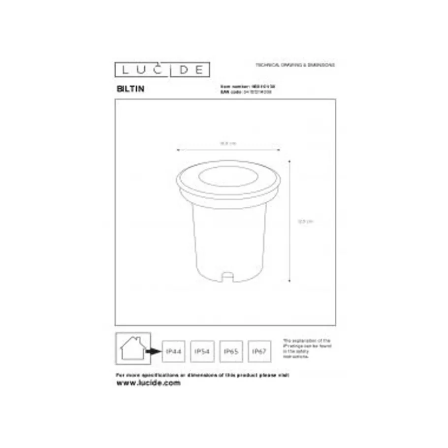 Lucide BILTIN - Grondspot Buiten - Ø 10,8 cm - 1xGU10 - IP67 - Zwart Hot