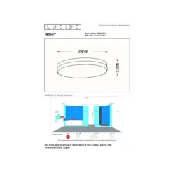 Lucide BISKIT Plafonnière Badk.-Wit-Ø28-LED-18W-2700K Sale