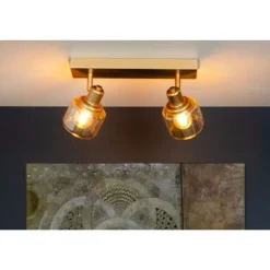 Lucide BJORN - Plafondspot - 2xE14 - Mat Goud / Messing