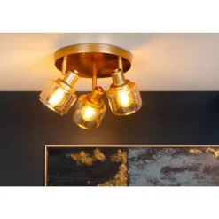 Lucide BJORN - Plafondspot - Ø 39 cm - 3xE14 - Mat Goud / Messing