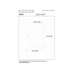 Lucide BONDI Wandspot-Zwart-2xGU10-50W-Alumin. New