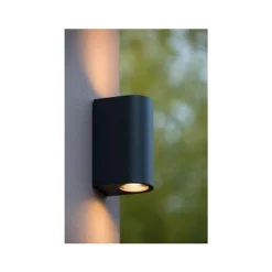 Lucide BOOGY - Wandspot Buiten - 2xGU10 - IP44 - Zwart