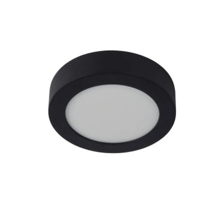 Lucide BRICE-LED - Plafonnière Badkamer - Ø 18 cm - LED Dimb. - 1x11W 3000K - IP44 - Zwart Outlet