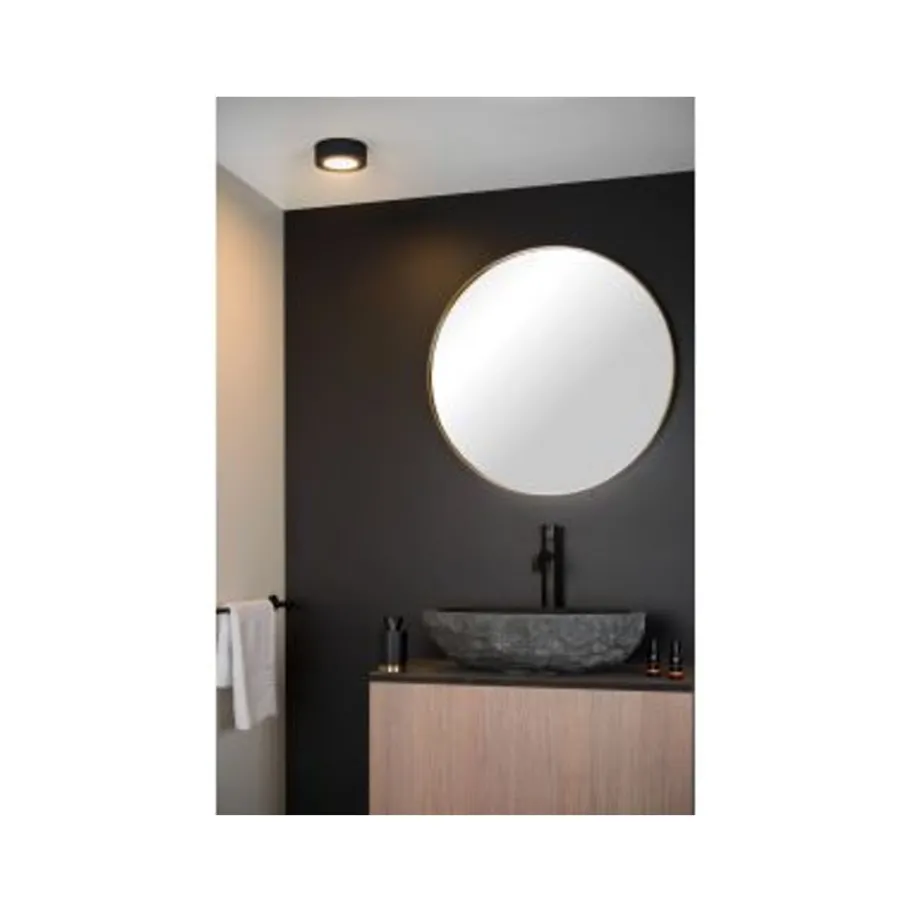 Lucide BRICE-LED - Plafonnière Badkamer - Ø 11,7 cm - LED Dimb. - 1x8W 3000K - IP44 - Zwart Best
