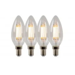 Lucide C35 - Filament lamp - Ø 3,5 cm - LED Dimb. - E14 - 4x4W 2700K - Transparant - Set van 4 New