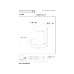 Lucide CADIX - Wandlamp Buiten - 1xE27 - IP65 - Zwart Clearance