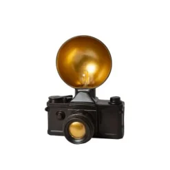 Lucide CAMERA. Tafellamp-Zwart-1xE14-25W-Kunsts. Hot