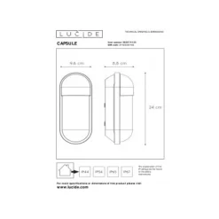 Lucide CAPSULE Wandlamp Buiten-Zwart-1xE27-15W-IP54 Discount