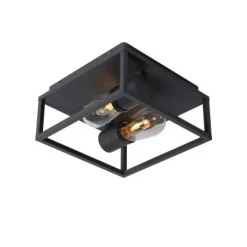 Lucide CARLYN - Plafonnière Badkamer - 2xE14 - IP54 - Zwart Sale