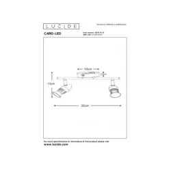Lucide CARO-LED - Plafondspot - LED - GU10 - 2x5W 2700K - Mat chroom Online