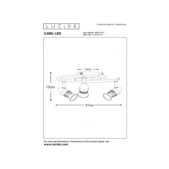 Lucide CARO-LED - Plafondspot - Ø 31 cm - LED - GU10 - 3x5W 2700K - Wit Outlet