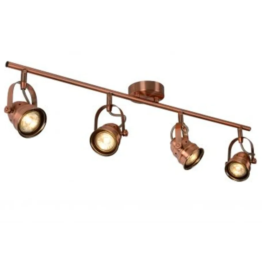 Lucide CIGAL - Plafondspot - Ø 9 cm - LED - GU10 - 4x5W 2700K - Koper Clearance