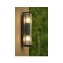 Lucide CLAIRE MINI - Wandlamp Buiten - 2xE27 - IP54 - Antraciet Outlet