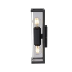 Lucide CLAIRE MINI - Wandlamp Buiten - 2xE27 - IP54 - Antraciet Hot