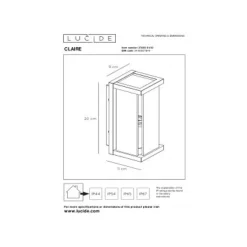 Lucide CLAIRE MINI - Wandlamp Buiten - 1xE27 - IP54 - Antraciet Sale