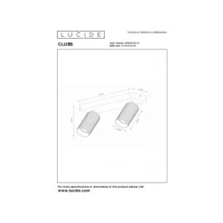 Lucide CLUBS Plafondspot-Wit-2xGU10-40W-Alumin. Clearance
