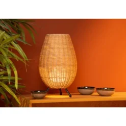 Lucide COLIN Tafellamp-Nature.-Ø22-1xG9-3W-Rotan Hot