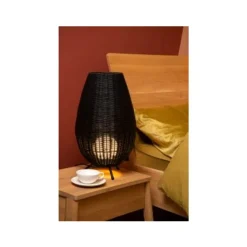 Lucide COLIN Tafellamp-Zwart-Ø30-1xG9-3W-Rotan Hot