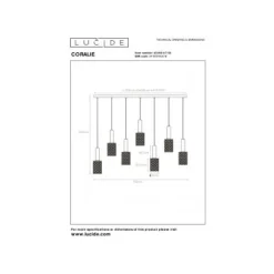 Lucide CORALIE Hanglamp-Transp.-7xE27-40W-Glas New