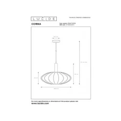 Lucide CORINA Hanglamp-Zwart-Ø50-1xE27-40W-Polyes. Clearance