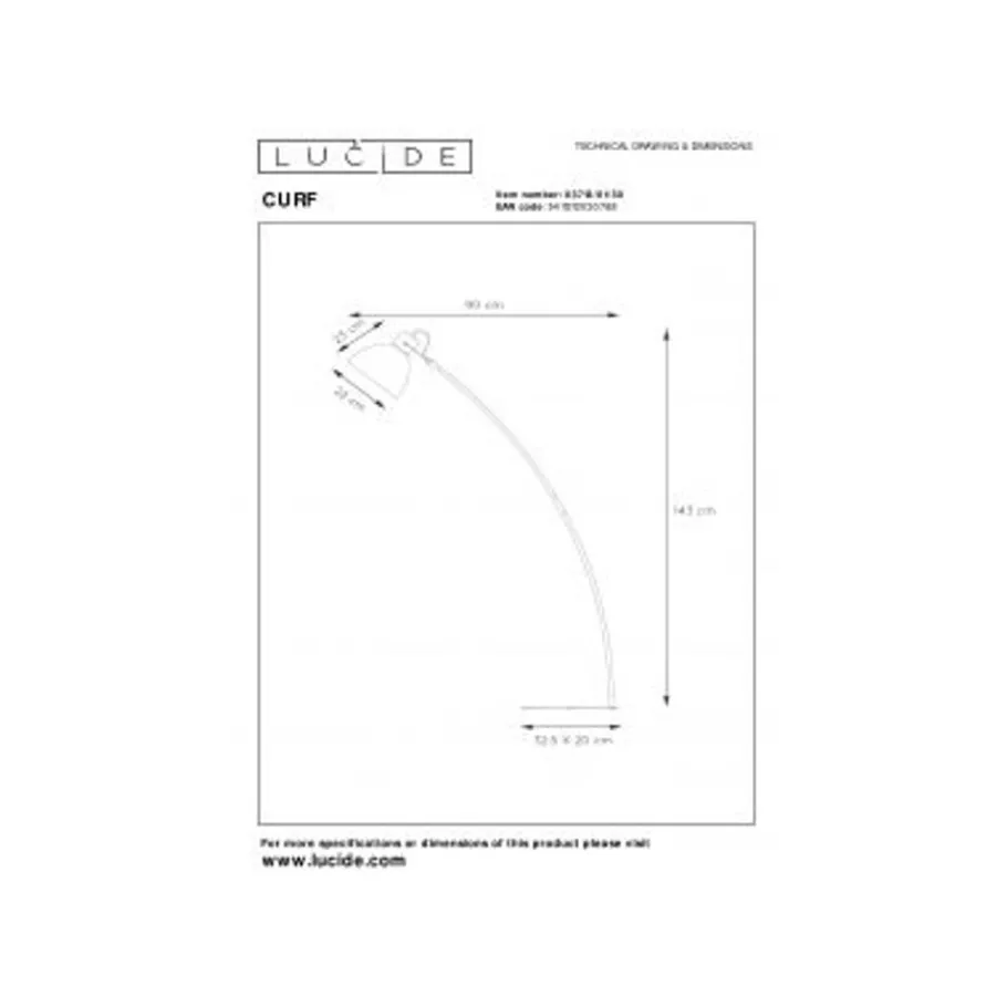 Lucide CURF - Leeslamp - 1xE27 - Zwart Best