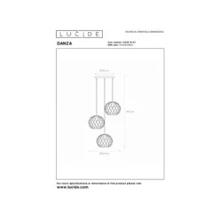 Lucide DANZA Hanglamp-Mat Go.-Ø50-3xE27-40W-Metaal New