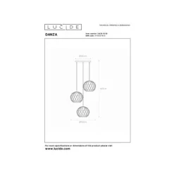 Lucide DANZA Hanglamp-Zwart-Ø50-3xE27-40W-Metaal Sale