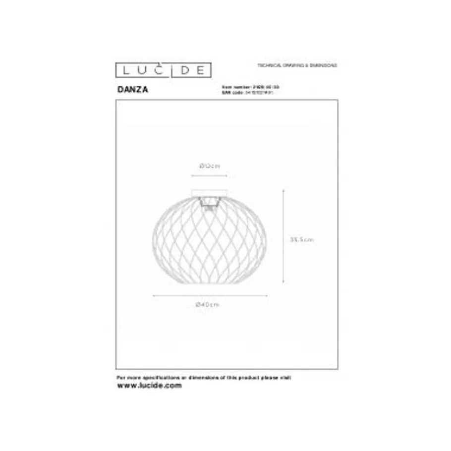 Lucide DANZA Plafonnière-Zwart-Ø40-1xE27-40W-Metaal Best