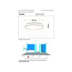 Lucide DASHER Plafonnière Badk.-Wit-Ø29,3-LED-12W-2700K Clearance