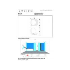Lucide DAVY Wandlamp Badk.-Zwart-1xG9-33W-IP44-Glas New