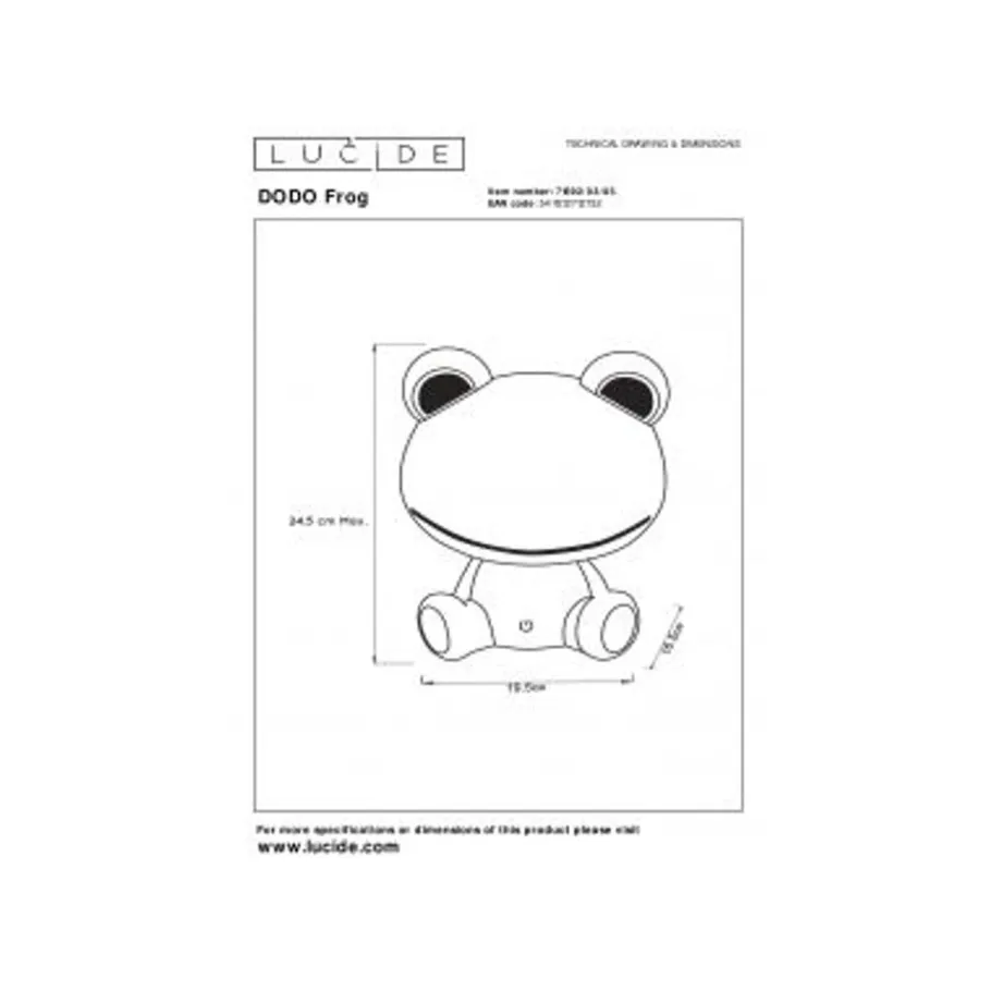 Lucide DODO FROG TAFELLAMP LED 3W GROEN 71592/03/85 Hot