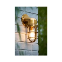 Lucide DUDLEY - Wandlamp Buiten - 1xE27 - IP65 - Mat Goud / Messing