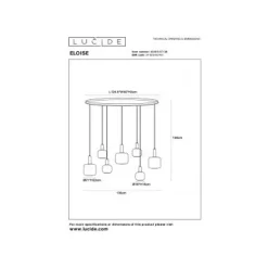 Lucide ELOISE Hanglamp-Zwart-7xE27-40W-Glas New