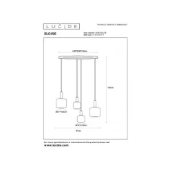 Lucide ELOISE Hanglamp-Zwart-4xE27-40W-Glas Best