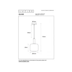 Lucide ELOISE Hanglamp-Zwart-Ø21-1xE27-40W-Glas Online