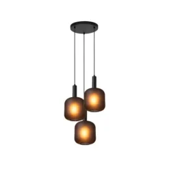 Lucide ELOISE Hanglamp-Zwart-Ø40-3xE27-40W-Glas Discount