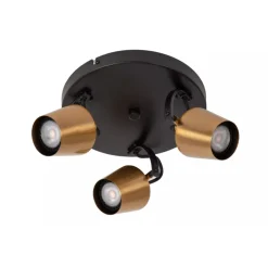 Lucide EMILE - Plafondspot - Ø 23 cm - 3xGU10 - Mat Goud / Messing