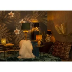 Lucide EXTRAVAGANZA FRIZZLE - Tafellamp - Ø 18 cm - 1xE14 - Bruin Discount