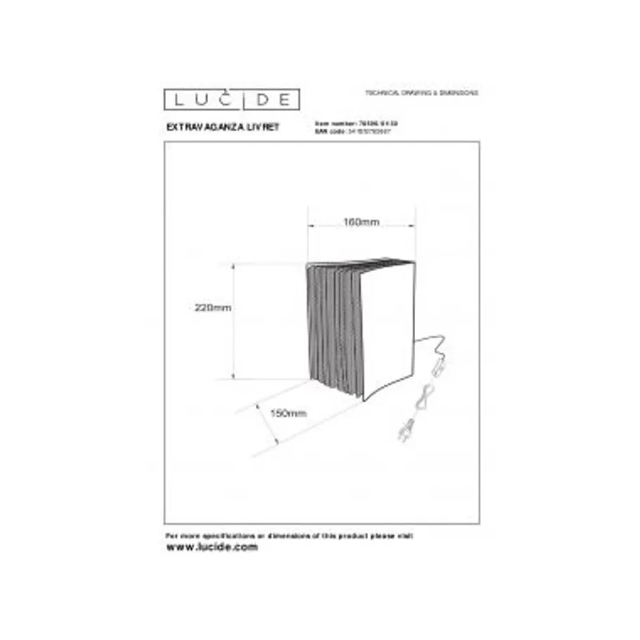 Lucide EXTRAVAGANZA LIVRET - Tafellamp - 1xE14 - Zwart Hot