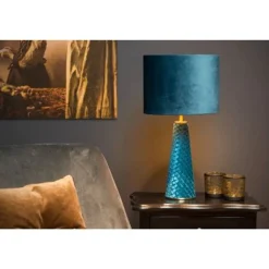 Lucide EXTRAVAGANZA VELVET - Tafellamp - Ø 25 cm - 1xE27 - Turkoois Best