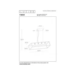 Lucide FABIAN - Hanglamp - 4xE27 - Zwart Hot