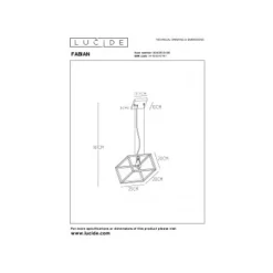Lucide FABIAN - Hanglamp - 1xE27 - Zwart Discount