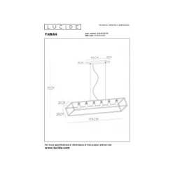 Lucide FABIAN - Hanglamp - 6xE27 - Zwart Best