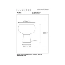 Lucide FARRIS Tafellamp-Zwart-1xE27-25W-Glas Online