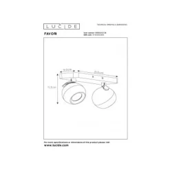 Lucide FAVORI - Plafondspot - 2xGU10 - Zwart Outlet