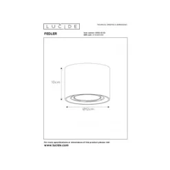 Lucide FEDLER Plafondspot Dim-to-warm GU10 Rond Zwart Clearance
