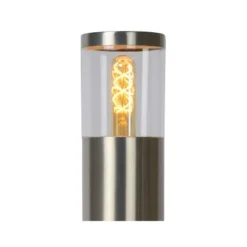 Lucide FEDOR - Sokkellamp Buiten - 1xE27 - IP44 - Mat chroom Sale